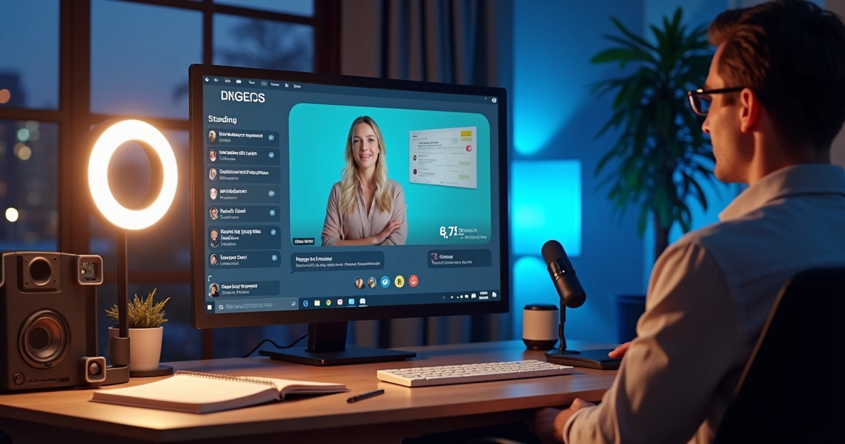 Apresentação online com perguntas do público na tela 