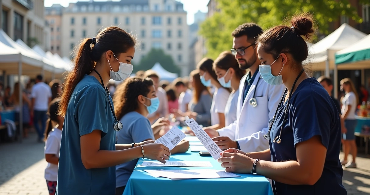 Campanha de saúde organizada por clínica em espaço público da cidade 