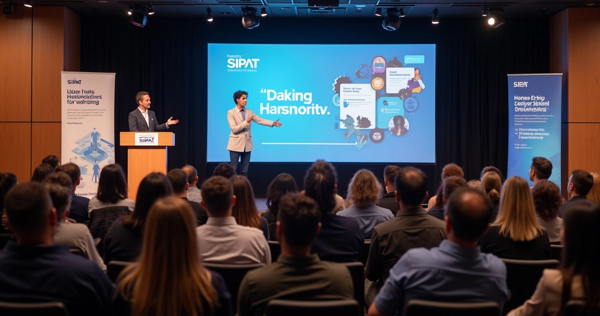 Apresentação de SIPAT em ambiente corporativo moderno 