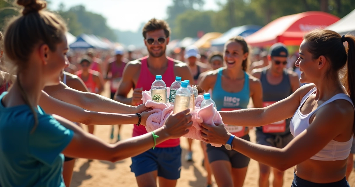 Distribuição de brindes personalizados em evento esportivo 