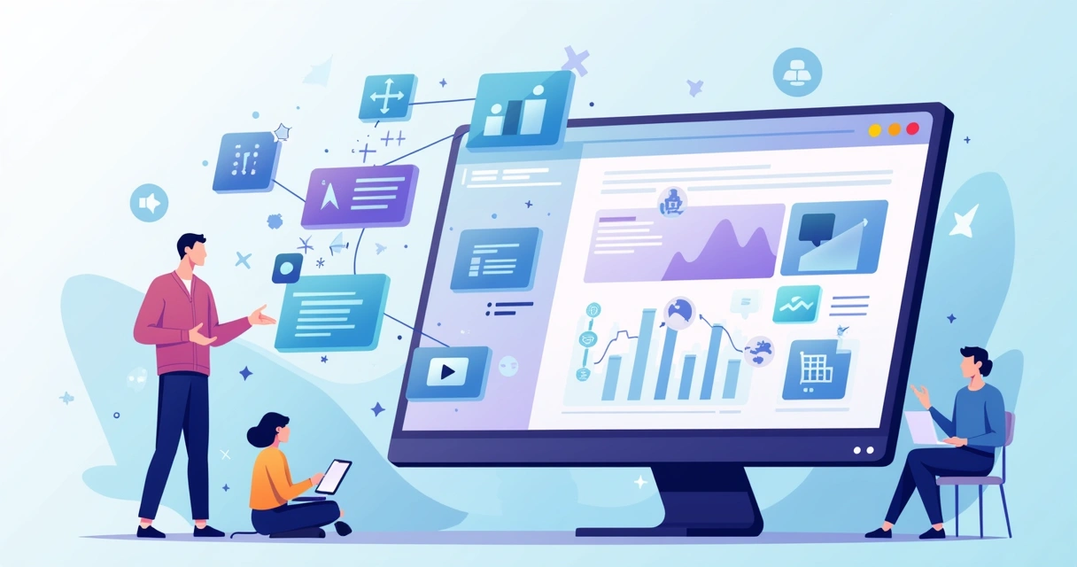 Dashboard com camadas de eventos e métricas de uma landing page digital 