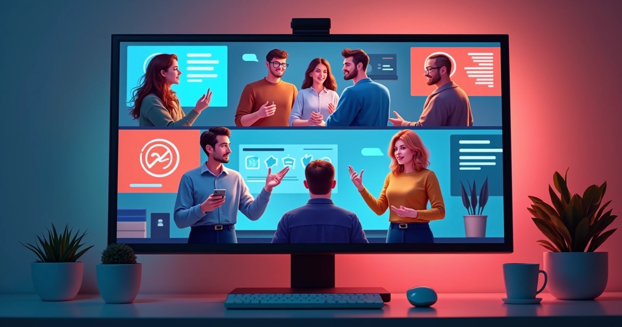 Sala virtual com pessoas participando de evento online