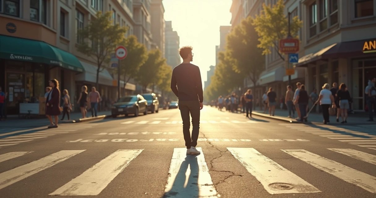 Person standing at a crossroads with different paths ahead 