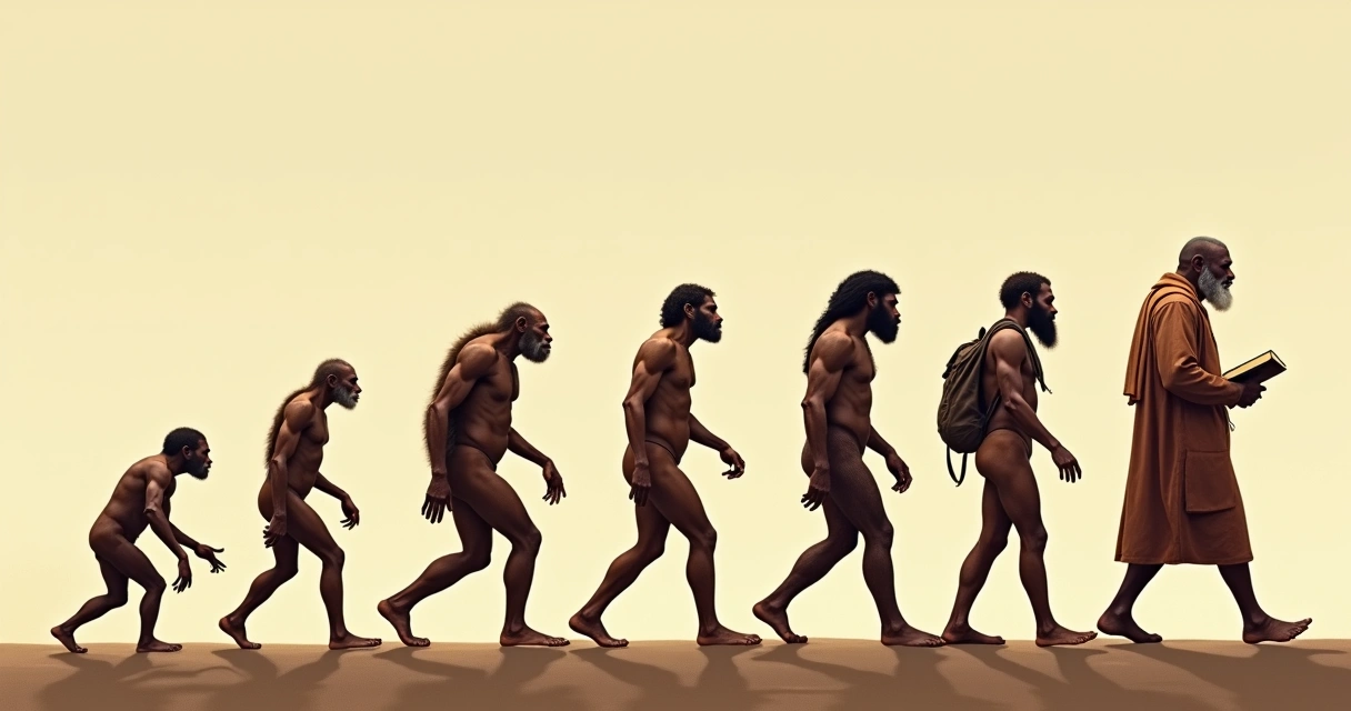 Linha do tempo mostrando evolução humana do ancestral aos dias atuais 