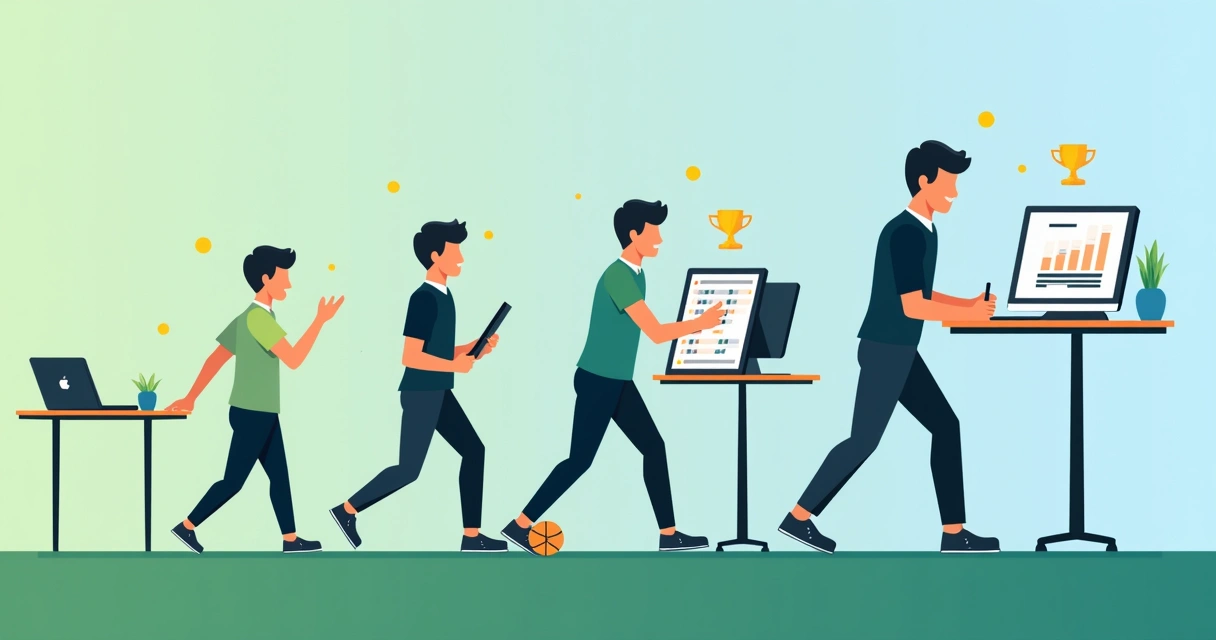 Linha do tempo mostrando evolução de um apostador esportivo 