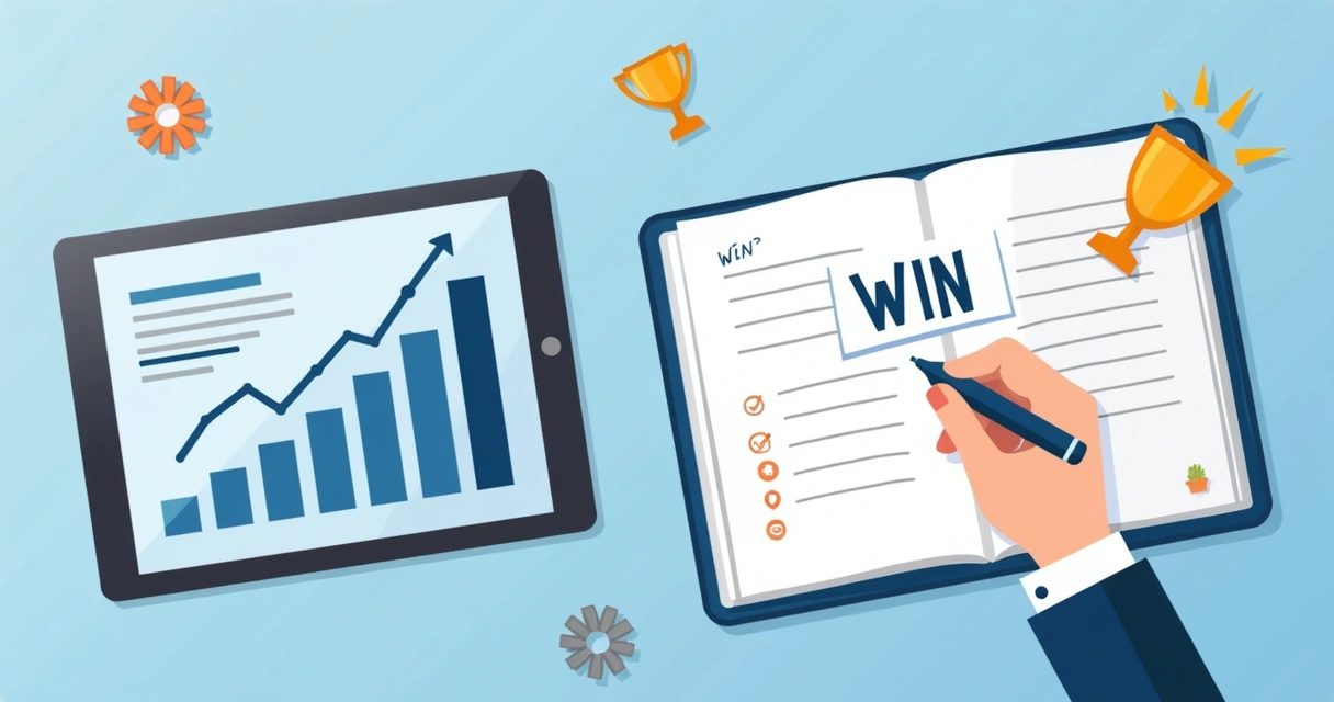 Crescimento mostrado por gráfico e diário ao lado 