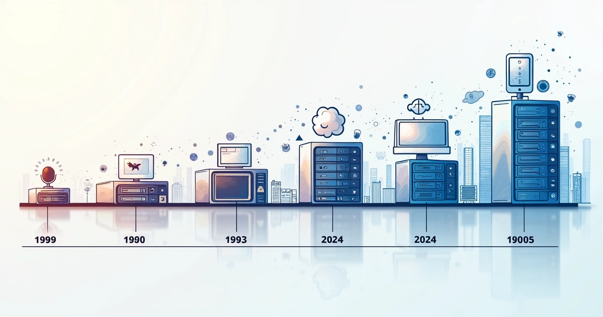 Linha do tempo com evolução de ERPs ao longo dos anos 