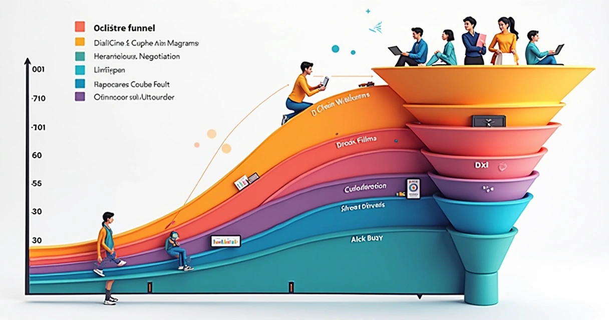 Gráfico mostrando a evolução do funil B2B com mudanças de comportamento