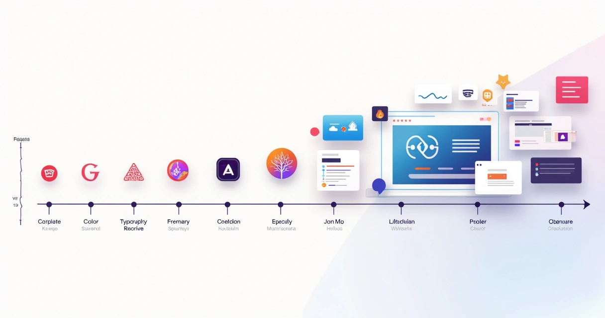 Linha do tempo mostrando a evolução da identidade visual de uma marca digital 