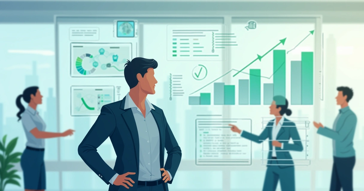 Profissional em evolução com gráficos e projetos de tecnologia ao fundo 