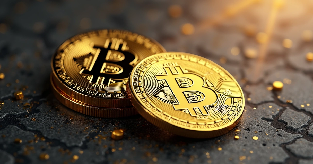 Stablecoins e Bitcoin refletidos em gráfico digital 