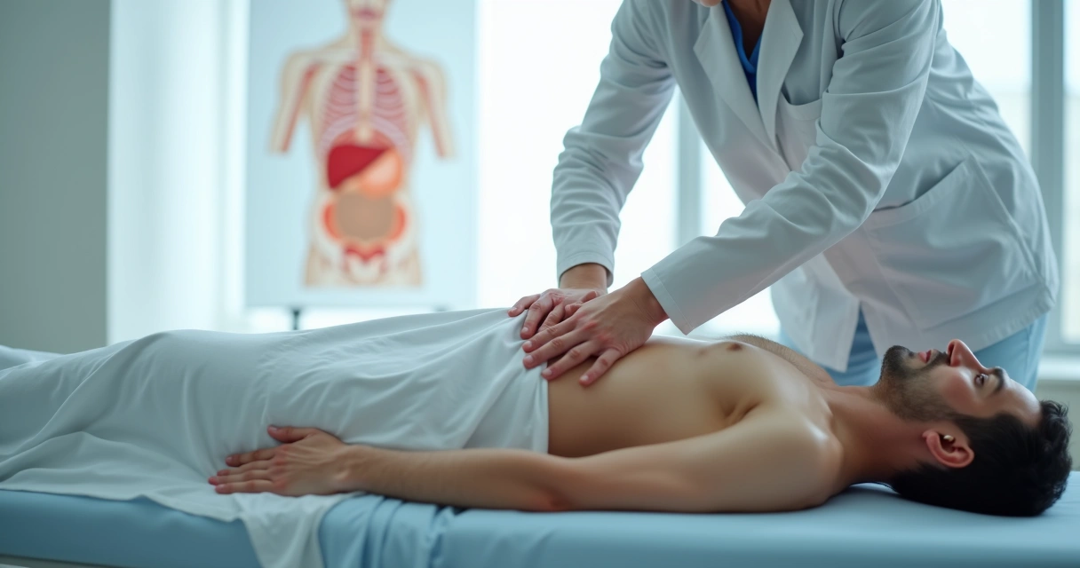 Exame abdominal com foco na região do baço 