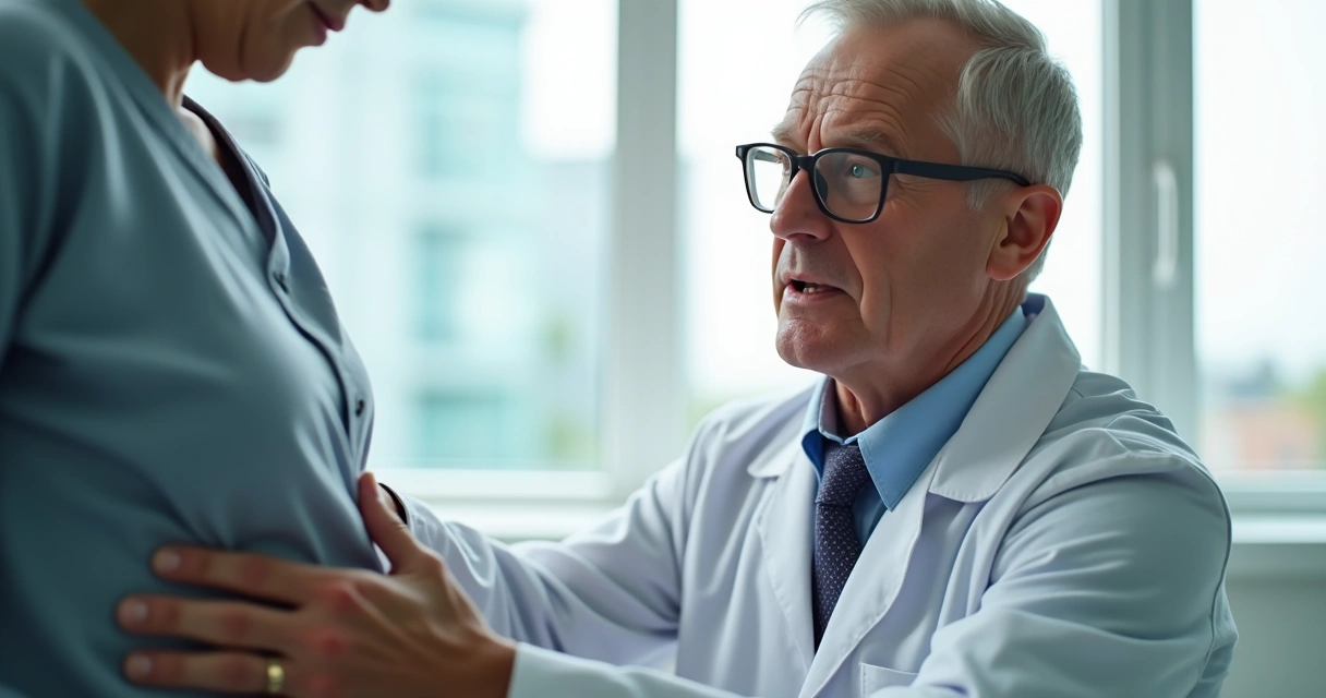 Médico examinando paciente com sinais de hepatite viral