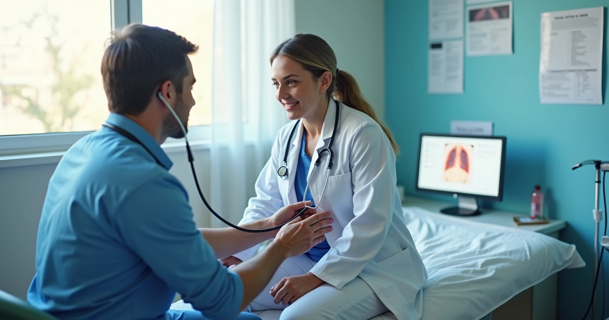 Paciente realiza exame clínico com médico 