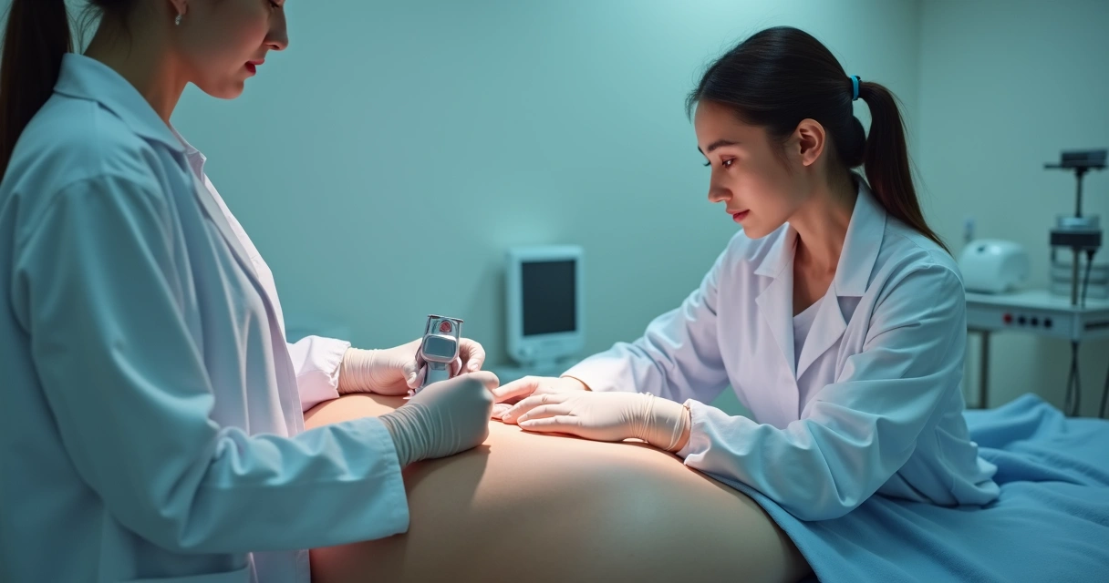 Profissional da saúde realizando exame ginecológico para HPV 