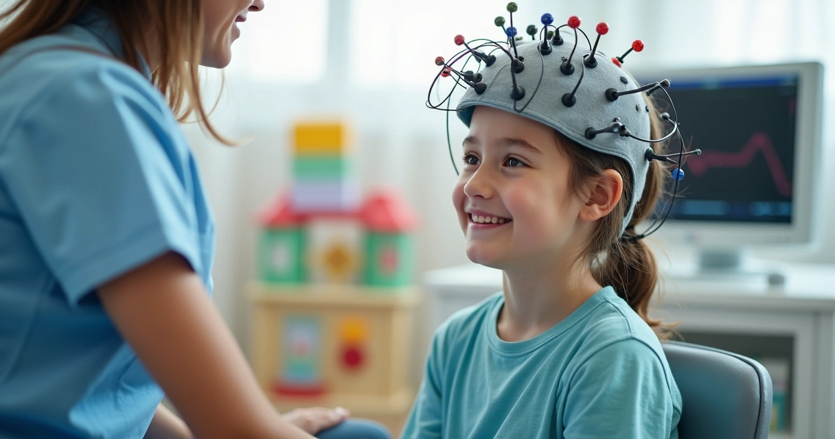 Pessoa realizando eletroencefalograma infantil