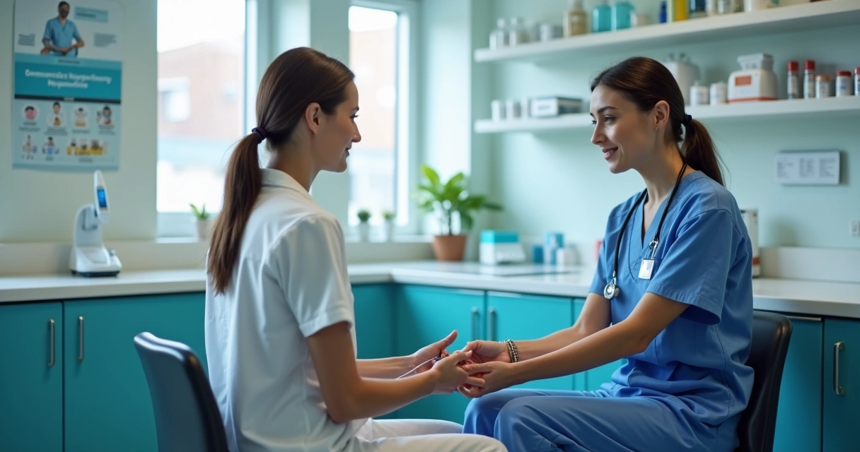 Paciente fazendo exame laboratorial em laboratório ambulatorial 
