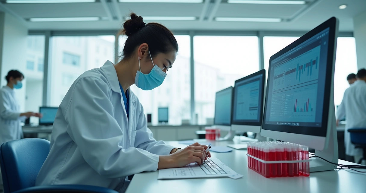 Laboratório realizando hemograma de paciente 