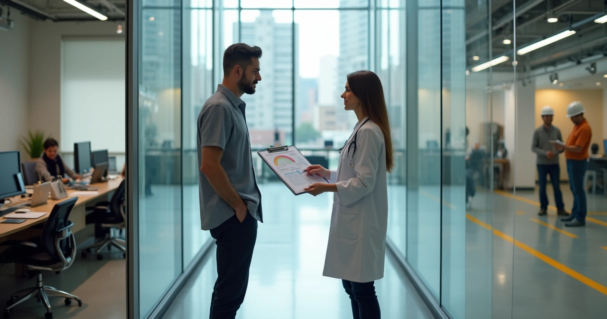 Trabalhador muda de função de escritório para área industrial em orientação com médica do trabalho 