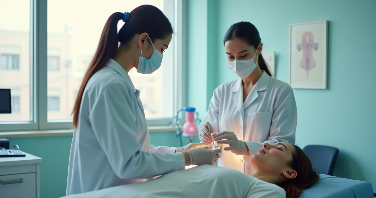 Coleta de exame papanicolau durante consulta ginecológica 