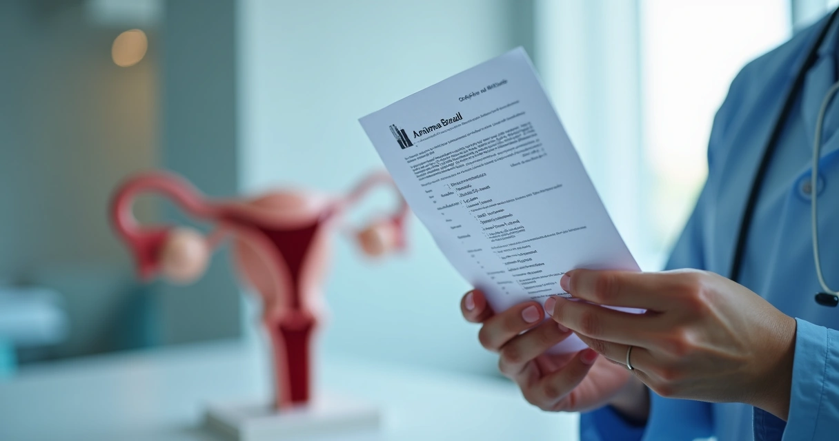 Médica mostrando resultado de exame preventivo 