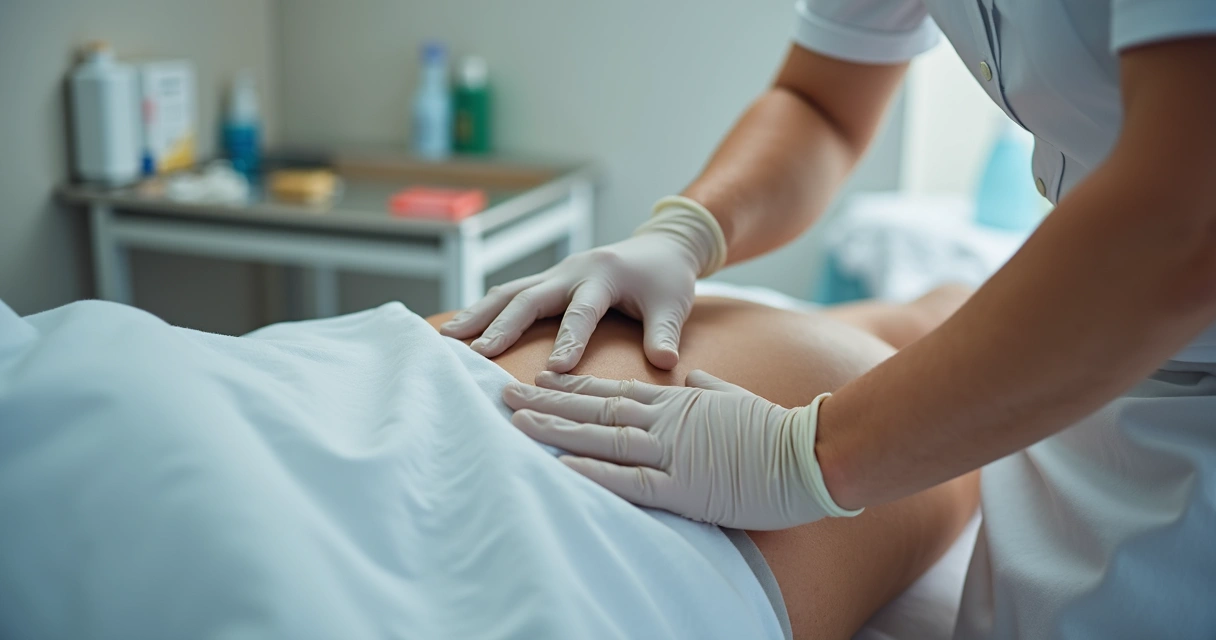 Exame clínico da região perianal em consultório 