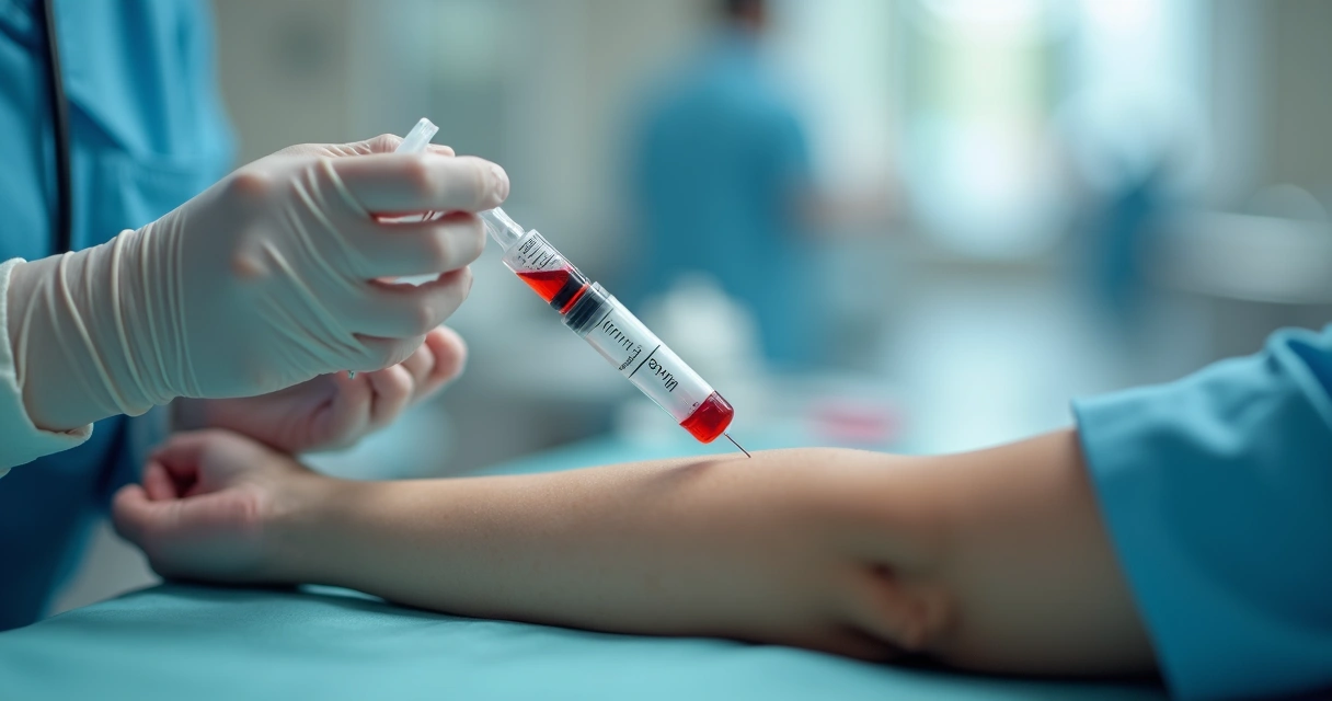 Mão de paciente sendo coletada para exame de sangue 