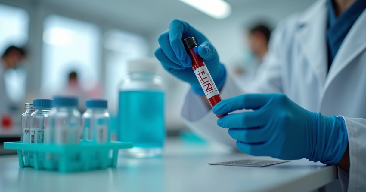 Profissional de saúde realizando teste de sangue