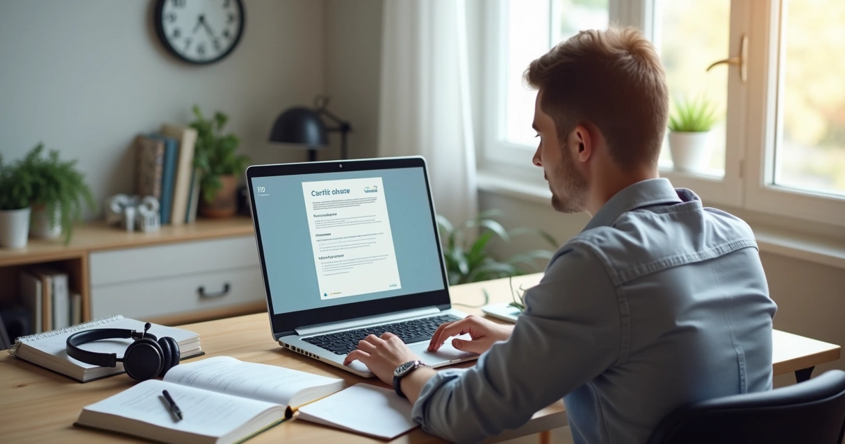Pessoa realizando exame online de certificação para tradutor juramentado. 
