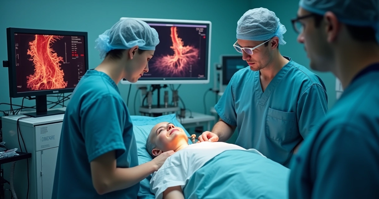 Paciente realizando ultrassom intracoronário em sala de hemodinâmica 