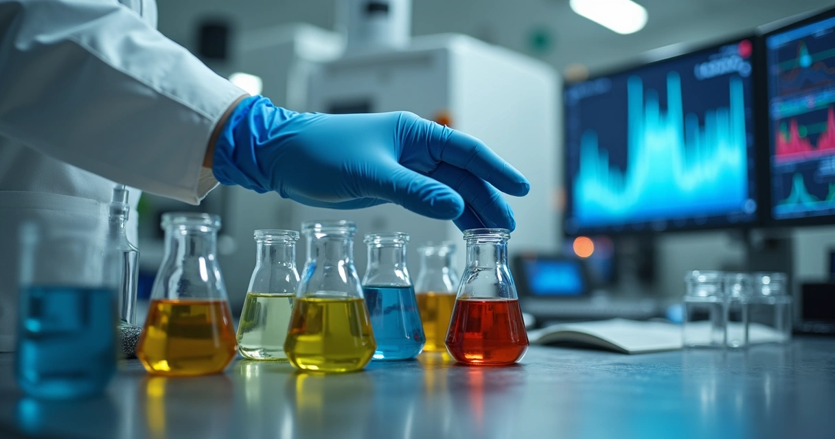 Técnico manuseando amostras em laboratório forense 