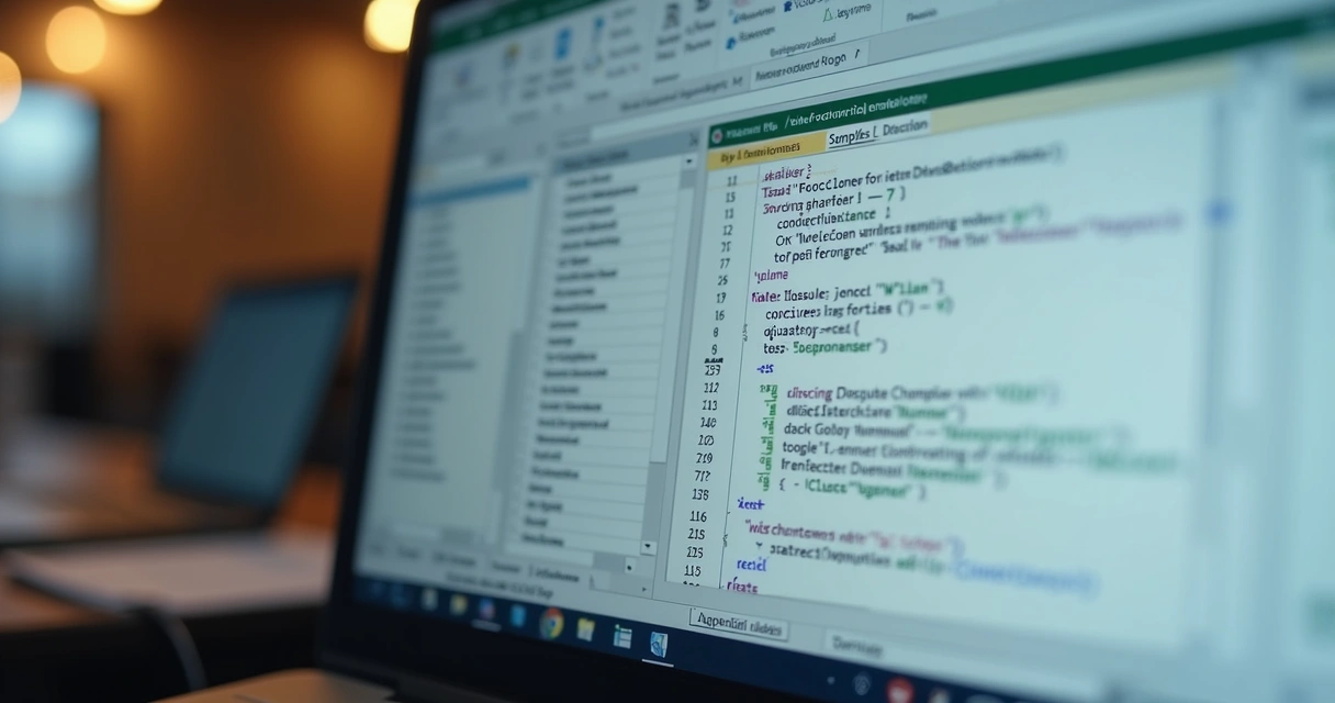 Janela de editor VBA no Excel com códigos e planilha aberta 