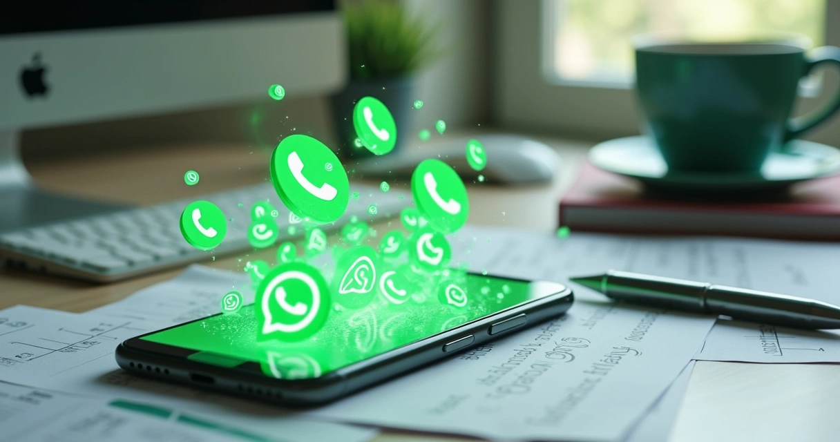 Smartphone exibindo várias notificações de WhatsApp na tela