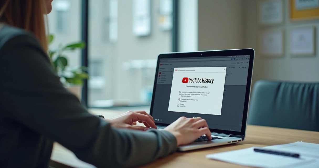 Usuário apagando o histórico do YouTube em um laptop 