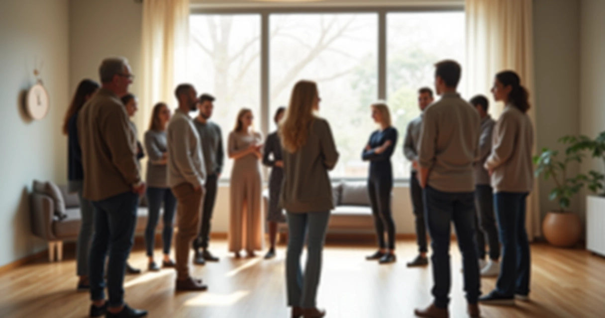 Grupo de personas donde una figura queda aislada del círculo principal 