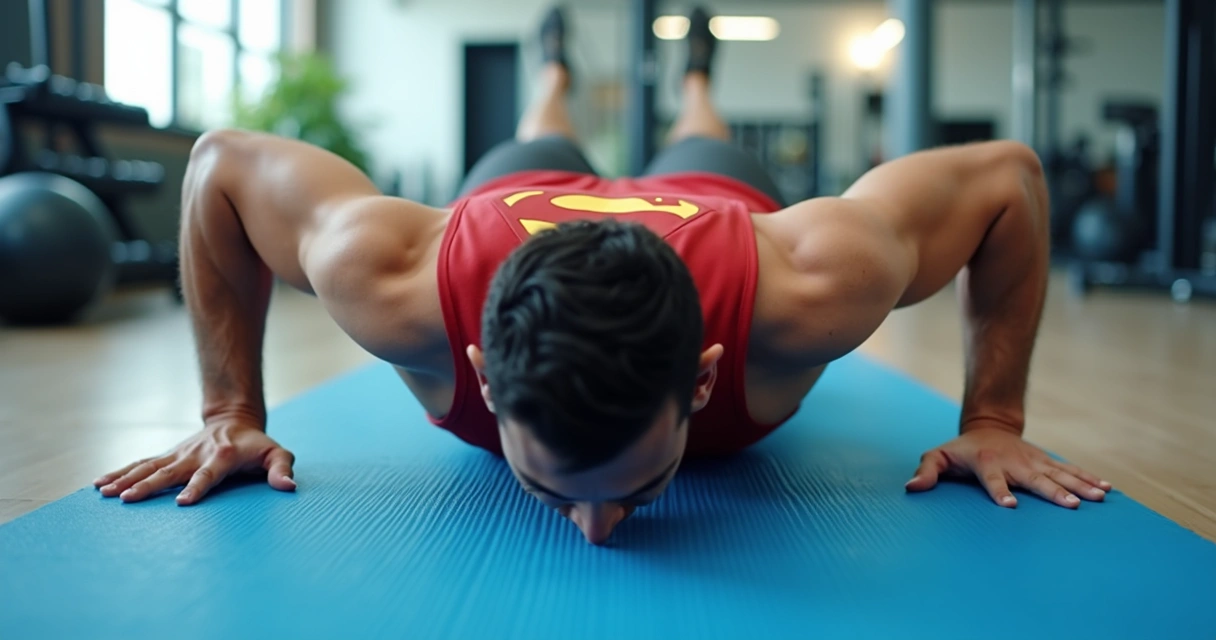 Pessoa em colchonete mostrando etapa inicial do Superman 