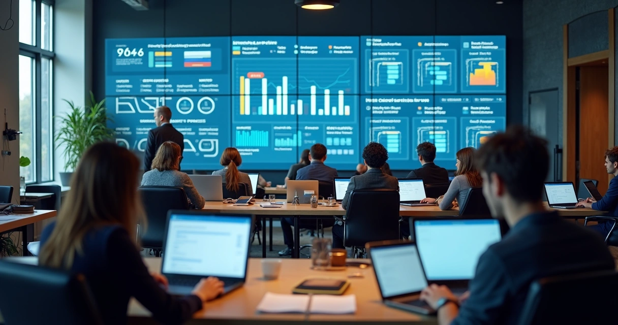 Profissionais de agência digital em execução planejada