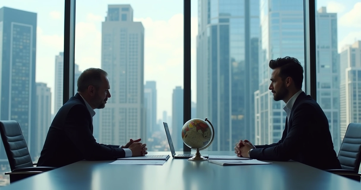 Coach meeting with executive in modern office 