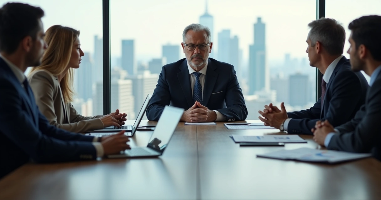 Executive watching subtle team signals in a boardroom