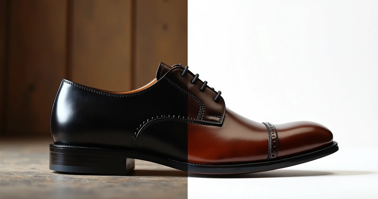 Comparação de sapato em fundo comum e depois em fundo elegante e profissional 