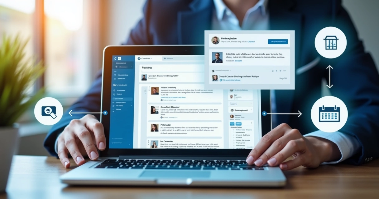 Exemplo visual de automação CRM após interação no LinkedIn 
