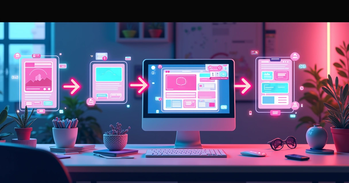 Ilustração de campanha integrada de conteúdo, anúncio e gatilho mental 