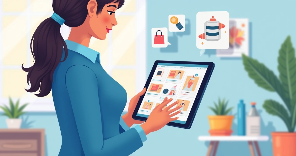 Catálogo digital personalizado exibido em tablet 