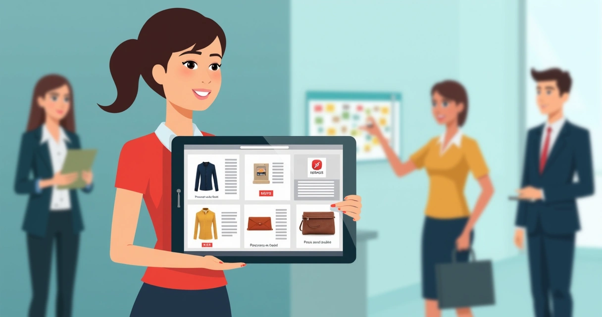 Vendedor mostrando catálogo PDF gerado automaticamente