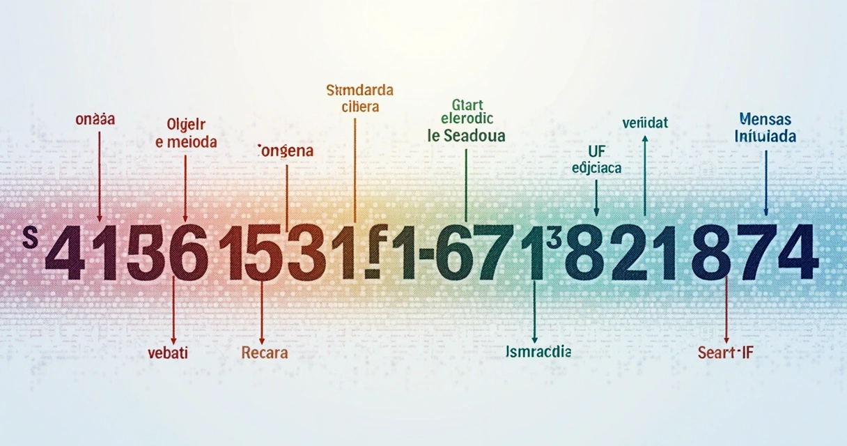 Sequência numérica de 44 dígitos destacando seções de um documento fiscal digital