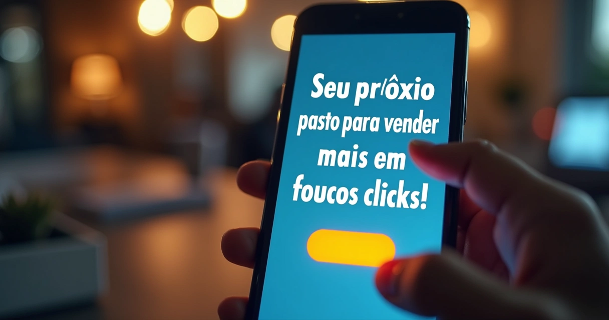 Texto curto de venda em tela de smartphone 