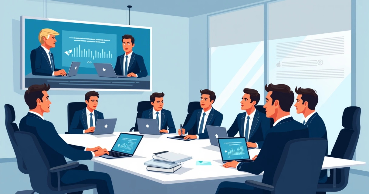 Equipe política reunida analisando redes sociais e discutindo crise 