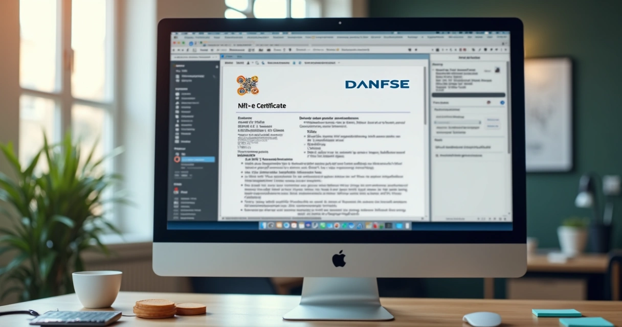 Exemplo de DANFSE em formato PDF na tela de um computador