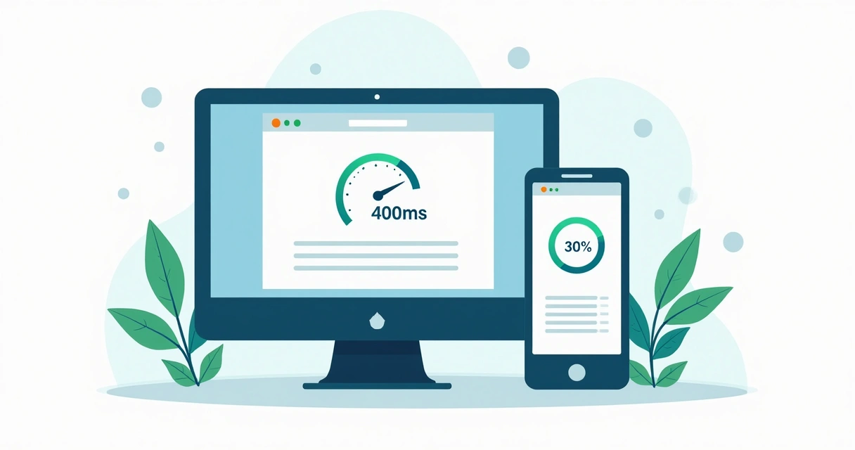 Layout de página com design limpo e destaque para velocidade de carregamento 