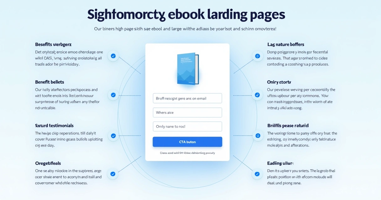 Diagrama simplificado da estrutura de uma landing page de ebook 
